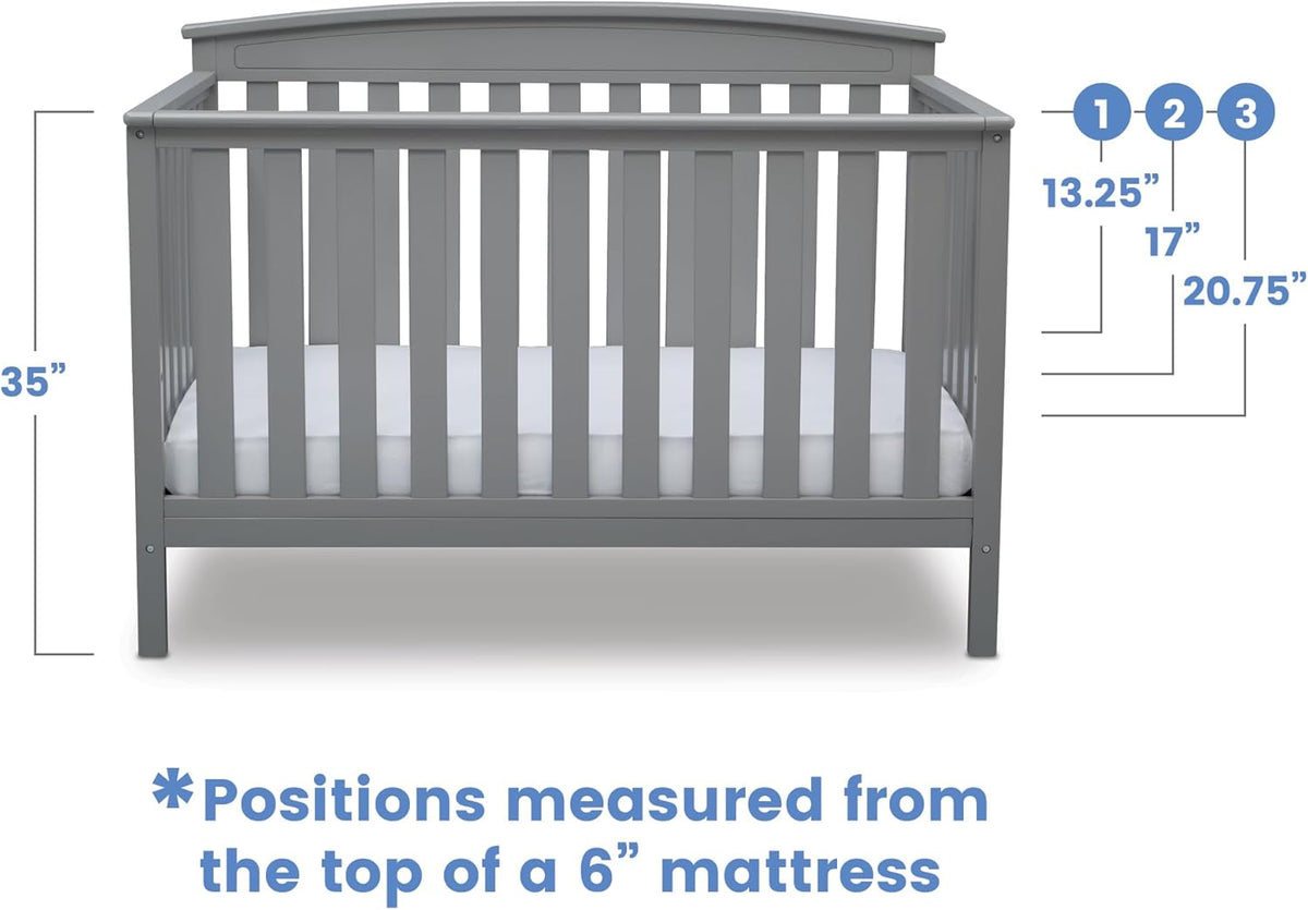 Delta Children Gateway 4-in-1 Convertible Crib - Greenguard Gold Certified, Grey