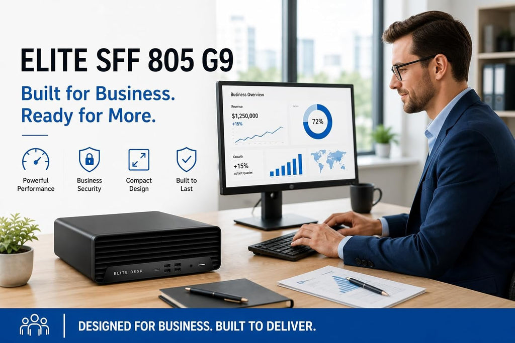HP Desktop PC Elite SFF G9| 6-core 5GHz Ryzen-5 Processor(1.3 Times Faster Than Intel i7-1255U) | 16GB DDR5 RAM, 512GB SSD| WiFi| Bluetooth| HDMI, USB, RJ-45| Windows 11 Pro| Wired KB & Mouse