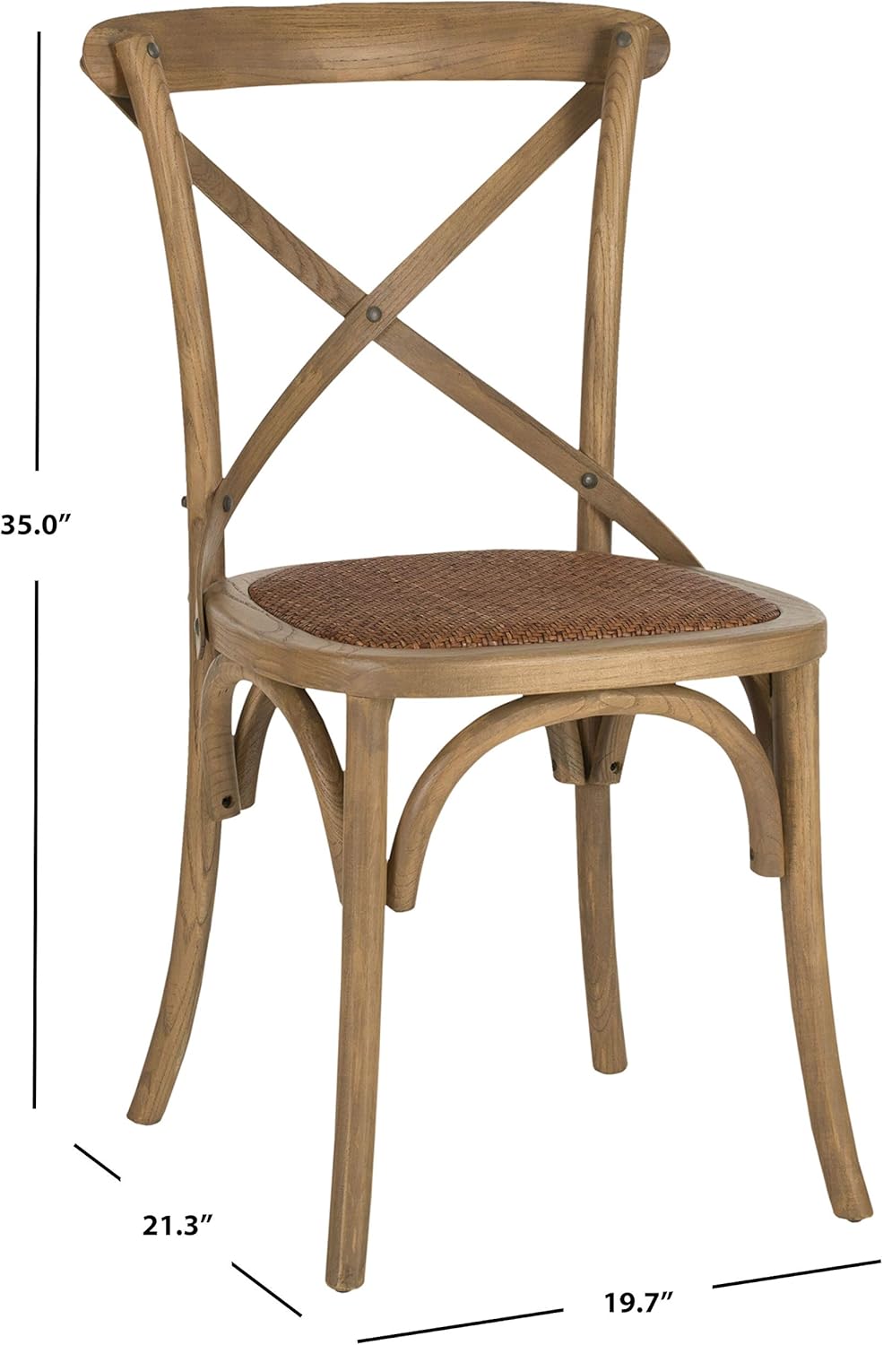 SAFAVIEH Furniture - Franklin X-Back Side Chair Set of 2 - 18.1" Seat Height - Oak - Rattan - Farmhouse X-Back Design - Ideal for Dining Room, Kitchen - Fully Assembled (AMH9500C-SET2)