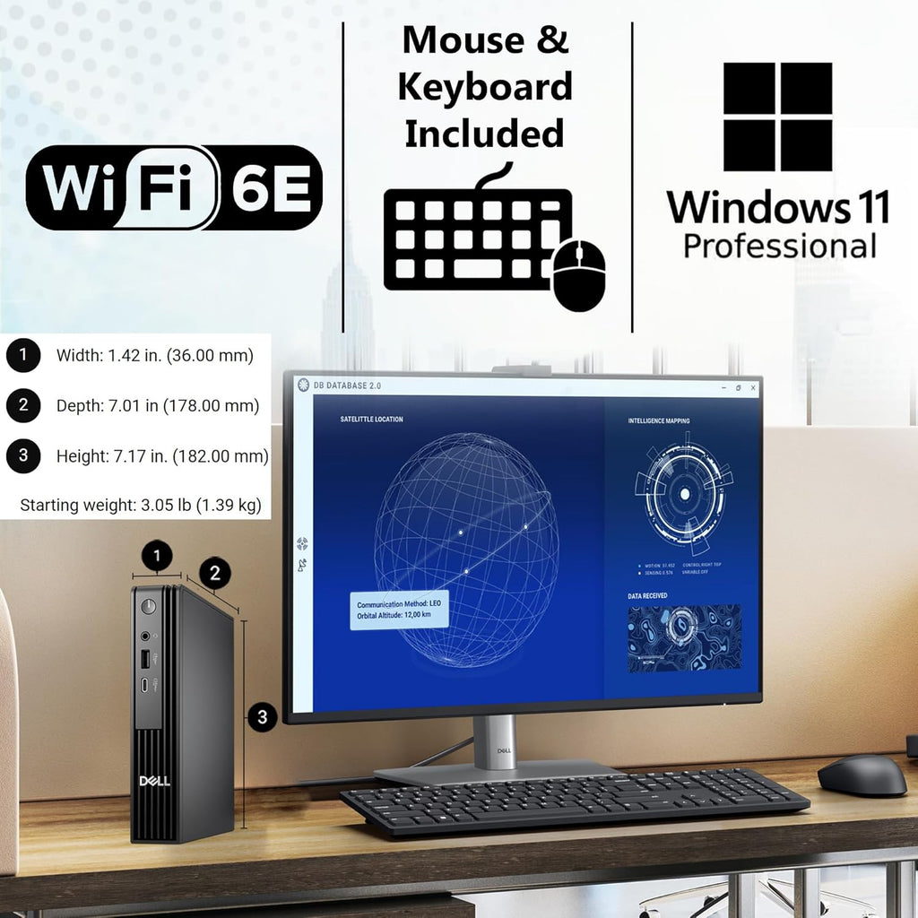Dell Pro Micro(Next-gen OptiPlex 7000 MFF) Intel i5-14500T, 16GB DDR5 RAM, 512GB SSD, WiFi 6E + BT, RJ-45, DisplayPort, Wired KB & Mouse, 3 YR WTY, W11P, Business Desktop