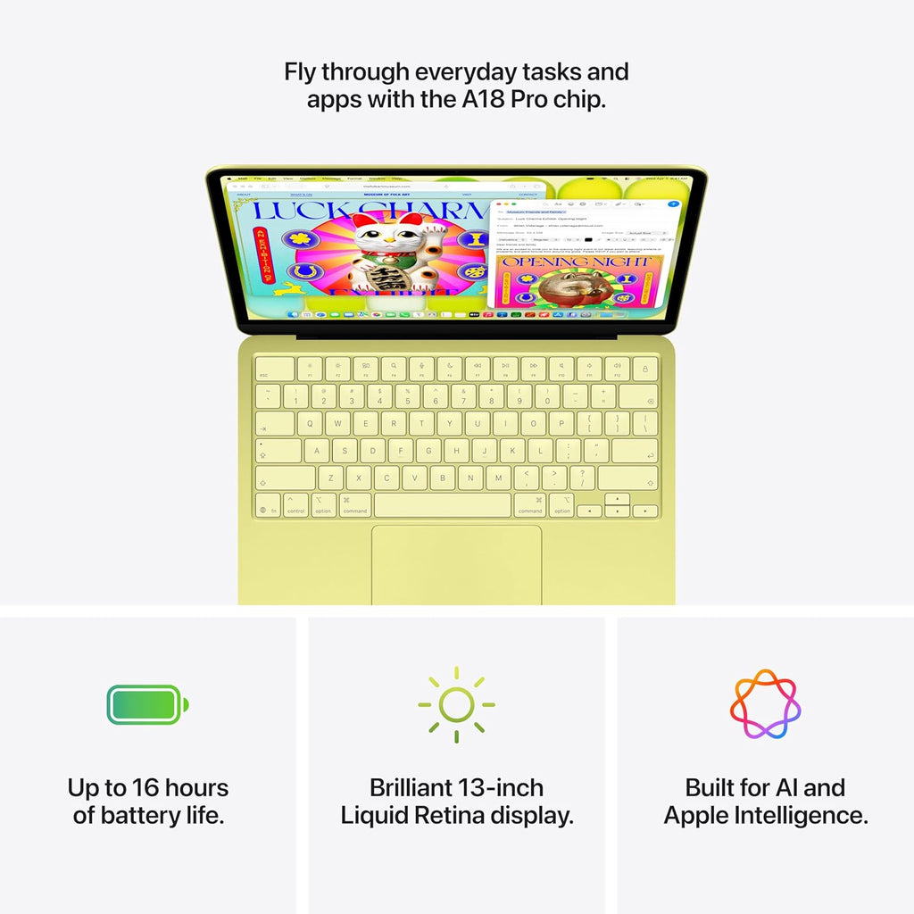 Apple 2026 MacBook Neo 13-inch Laptop with A18 Pro chip: Built for AI and Apple Intelligence, Liquid Retina Display, 8GB Unified Memory, 256GB SSD Storage, 1080p FaceTime HD Camera; Citrus