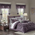 Madison Park Essentials King Comforter Set, 24 Piece Bedding With Matching Curtains, Decorative Pillows, Luxe Diamond Tufting , Room in a Bag Joella Collection, Plum King