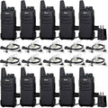 TIDRADIO TD-M8s 2 Way Radio Walkie Talkies Rechargeable VOX License-Free Two Way Radio with Earpiece Walkie Talkies for Adults School Church Restaurant Business Office (10 Pack)