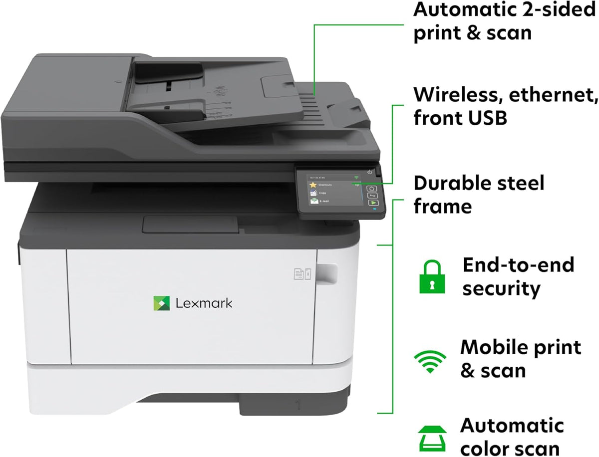 Lexmark MX431adw Laser Monochrome MFP Printer with Touchscreen, Copier Scanner Printer, Automatic Two-Sided Scanning, Wireless, Analog fax (29S0500)