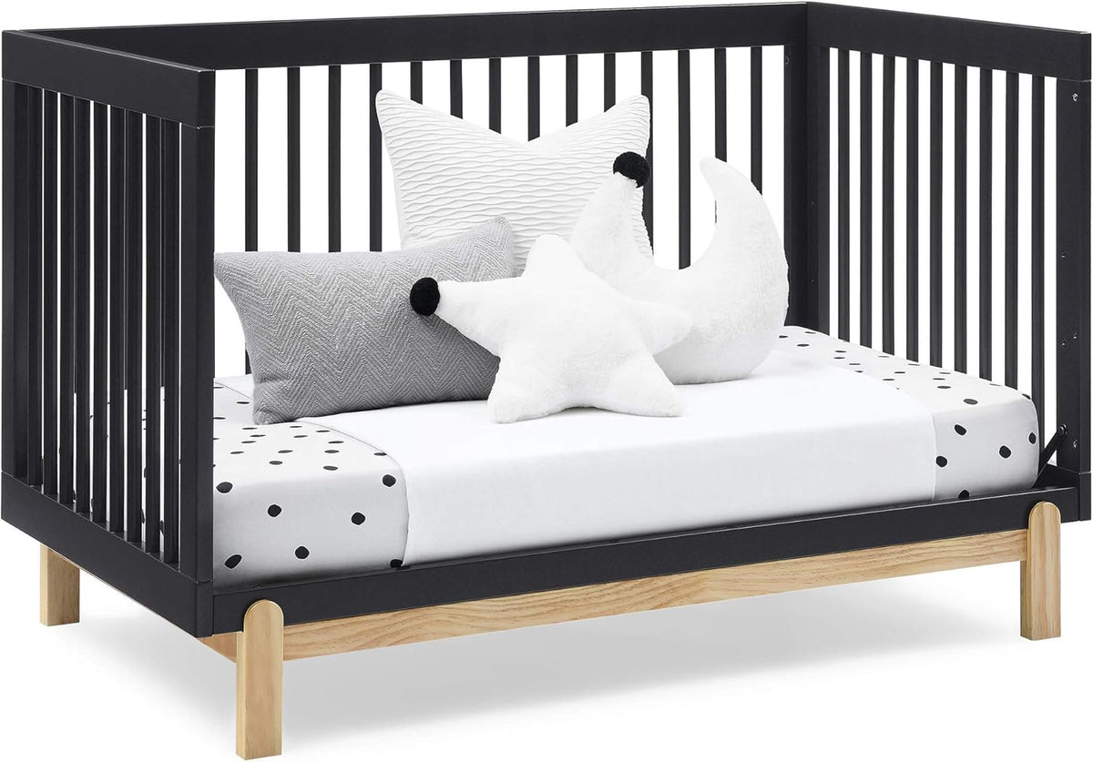 Delta Children Poppy 4-in-1 Convertible Crib, Greenguard Gold Certified, Midnight Grey/Natural