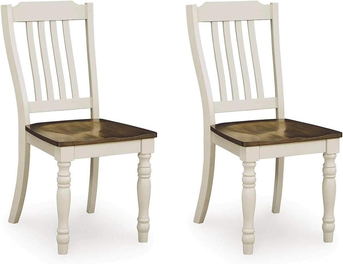 Signature Design by Ashley Waverun Casual Dining Chair,Set of 2, White & Dark Brown