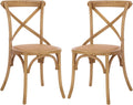 SAFAVIEH Furniture - Franklin X-Back Side Chair Set of 2 - 18.1" Seat Height - Oak - Rattan - Farmhouse X-Back Design - Ideal for Dining Room, Kitchen - Fully Assembled (AMH9500C-SET2)