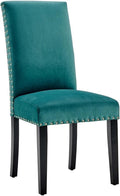 Modway Parcel Performance Velvet Dining Side Chairs - Set of 2, Teal