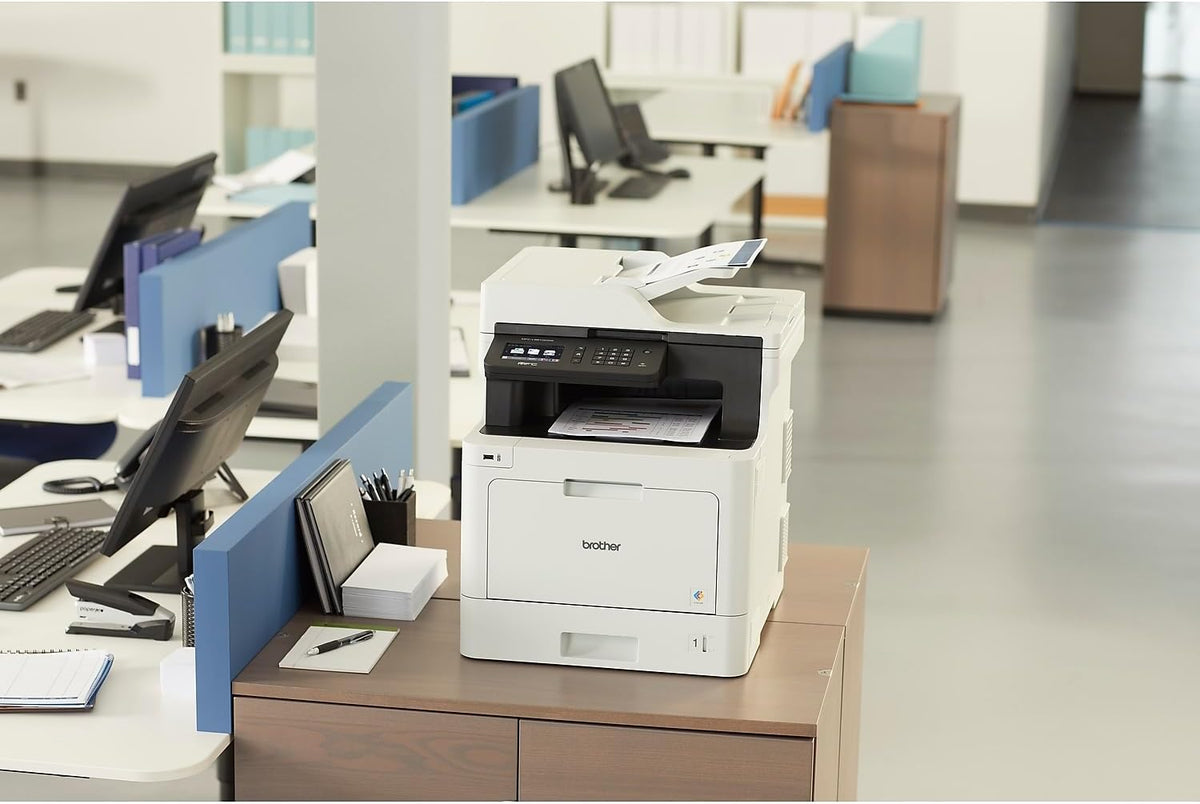 Brother Color Laser Printer, White Multifunction Printer, White, MFC-L8610CDW, Wireless Networking, Automatic Duplex Printing, Mobile Printing and Scanning, Works with Alexa