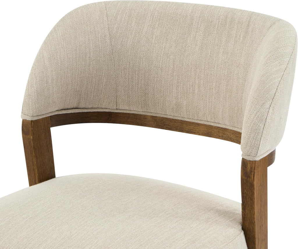 Christopher Knight Home Hanie Modern Upholstered Dining Chair Set of 2, Curved Backrest Kitchen Side Chair, Wooden Armless Dining Room Chair, Extra Seat for Living Room, Walnut+Beige