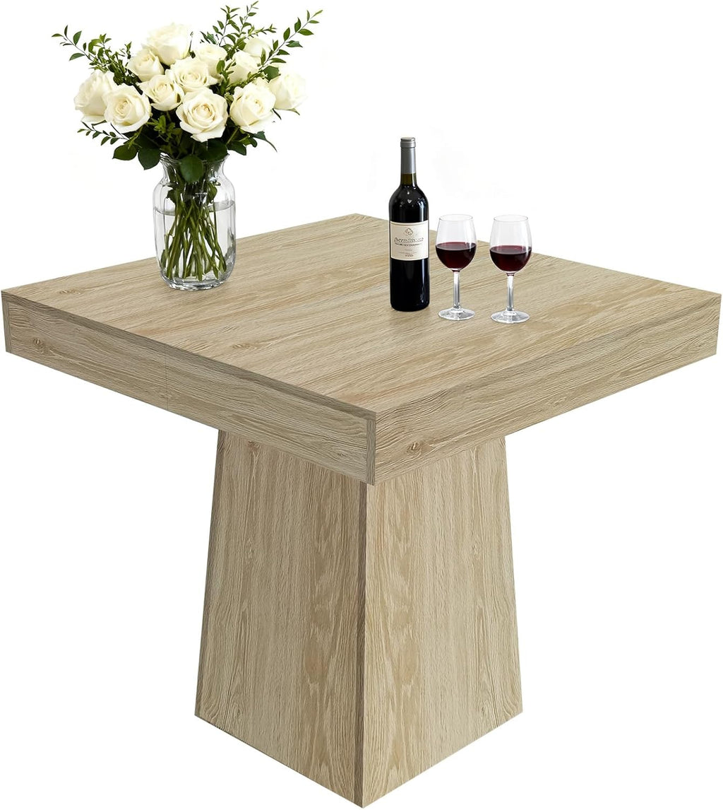 Garvee Square Dining Table for 4, 31.5'' Modern Wood Farmhouse Kitchen Table with Pedestal Base, Small Dining Tables for Kitchen, Living Room, Cafe, Apartment, Small Spaces, Natural Wood