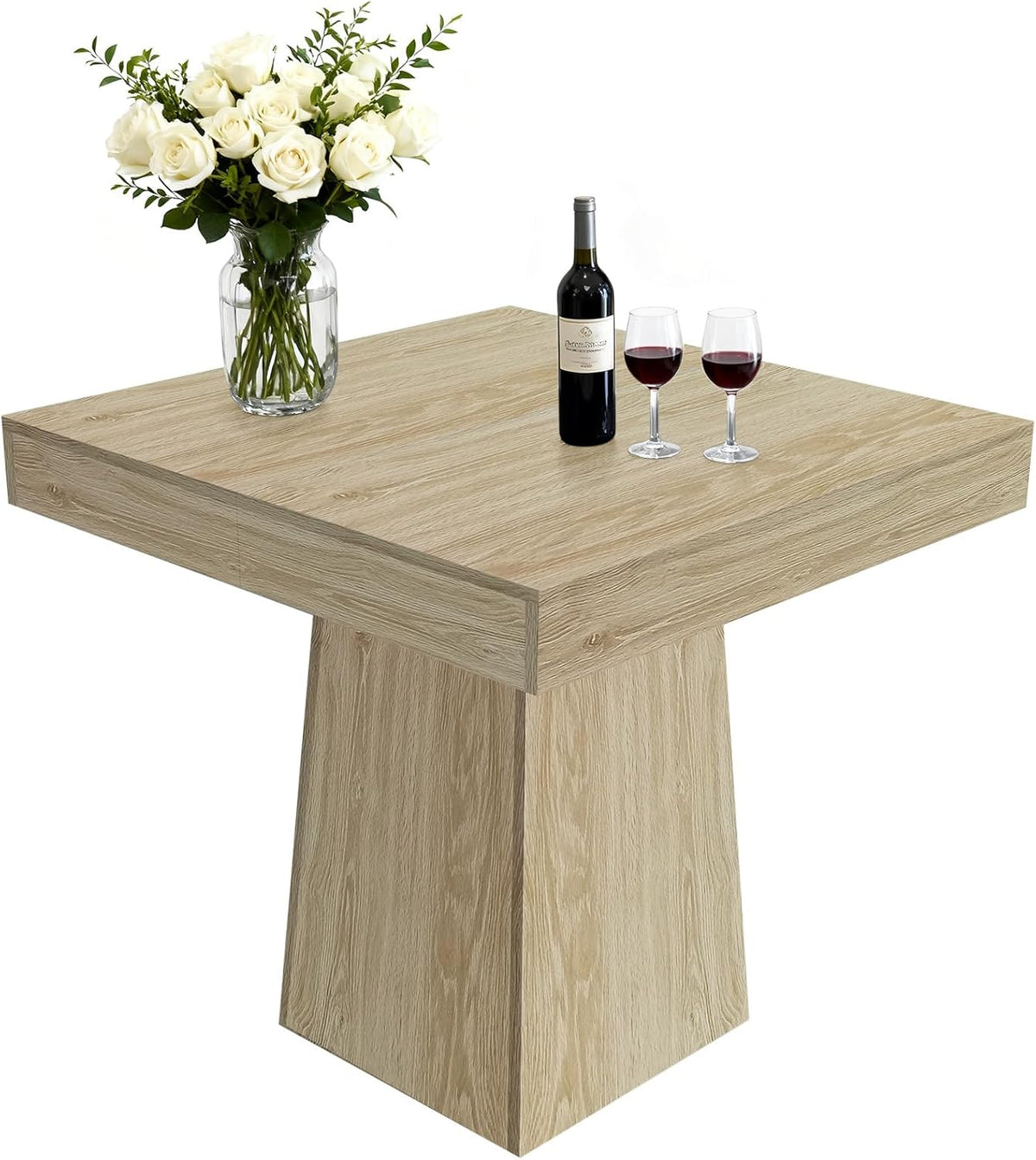 Garvee Square Dining Table for 4, 31.5'' Modern Wood Farmhouse Kitchen Table with Pedestal Base, Small Dining Tables for Kitchen, Living Room, Cafe, Apartment, Small Spaces, Natural Wood