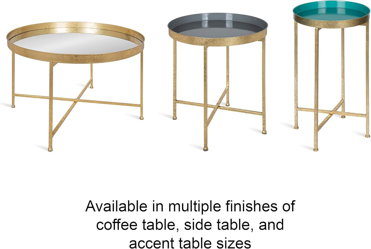 Kate and Laurel Celia Modern Glam Round Coffee Table, 28.25" x 28.25" x 19", Navy Blue and Gold Leaf, Chic Sophisticated Accent Table