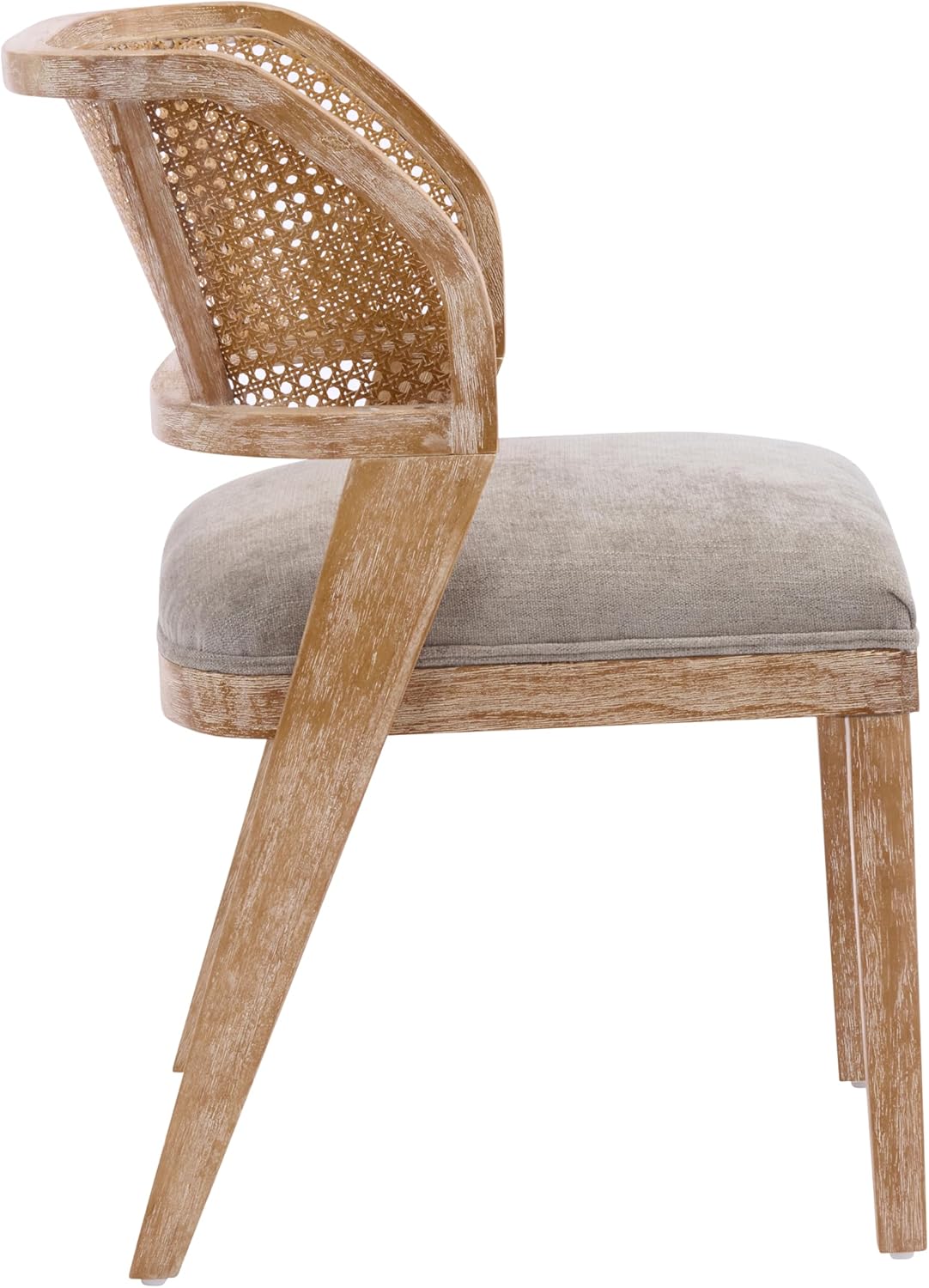 Christopher Knight Home Ashe Upholstered Dining Chairs Set of 2, Modern Dining Chair with Curved Woven Rattan Back, Rubberwood Frame Kitchen Chairs, Extra Seat for Dining Room, Light Brown + Natural