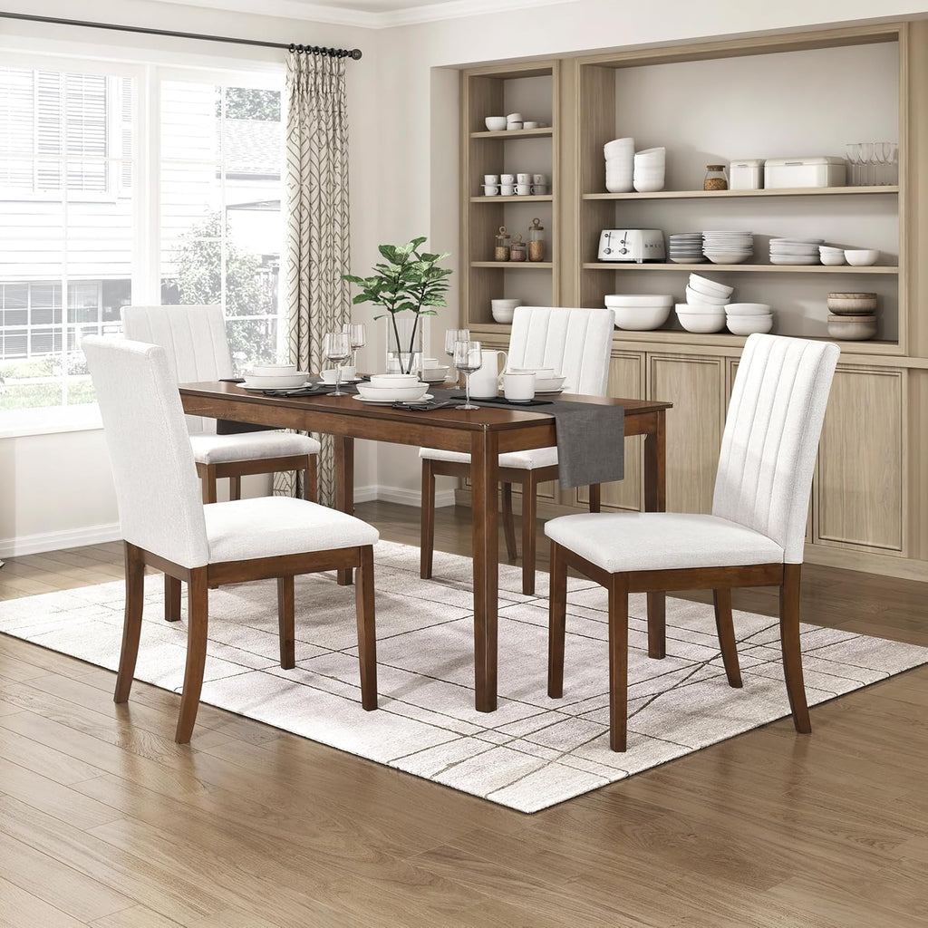Lexicon 55.5" Dining Table for 4, Modern Rectangular Dining Room Table, Wood Dining Table, Modern Wood Table with Solid Wood Leg for Kitchen/Dining/Living Room, Easy Assembly, Chestnut