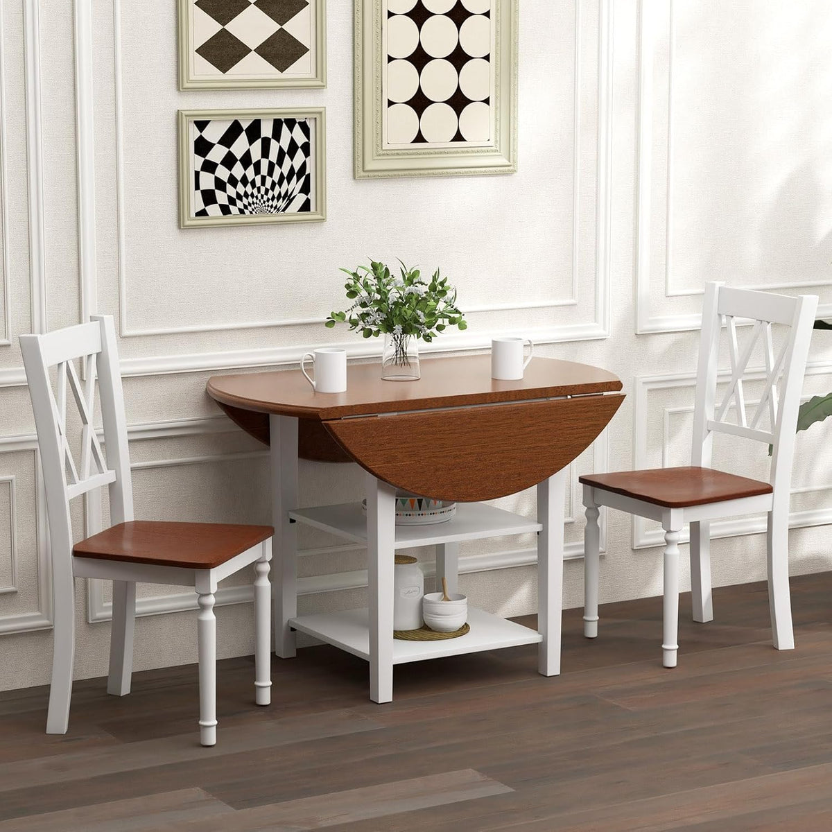 Giantex Dining Room Chairs Set of 4 White - Wooden Farmhouse Kitchen Chairs with Rubber Wood Seat, Acacia Wood Legs, Max Load 360 Lbs, Heavy Duty Wood Armless Dining Chairs with High Back
