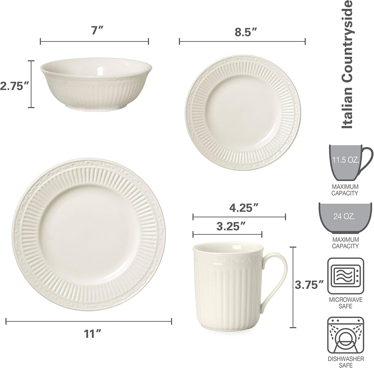 Mikasa Italian Countryside 16-Piece Dinnerware Set, Service for 4