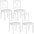 Giantex Wood Dining Chairs Set of 4 White, Armless Kitchen Chair w/Rubber Wood Legs & Curved Backrest, Farmhouse Cross Back Diner Chair, Wooden Side Chairs for Home Dining Room, Load 400 LBS