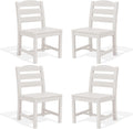 SERWALL Outdoor Armless Dining Chairs Set of 4, All-Weather HDPE Patio Chair with 19.7" Widened Seat, for Backyard, Garden, White