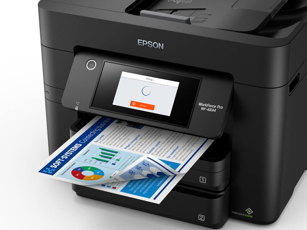 Epson Workforce Pro WF-4834 Wireless All-in-One Printer with Auto 2-Sided Print Copy, Scan and Fax, 50-Page ADF, 500-sheet Paper Capacity, 4.3" Color Touchscreen
