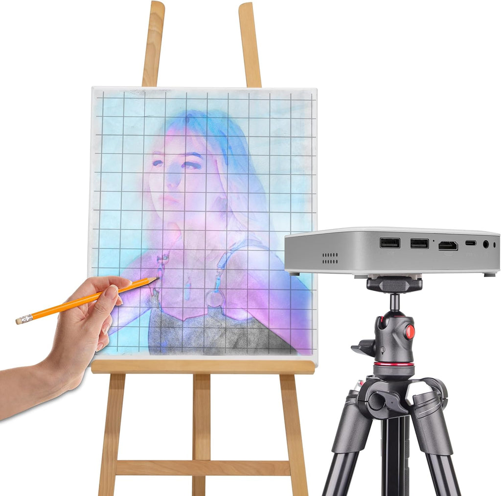 Artograph Smart HD Digital Art Projector with Focus Grid, Remote, Wi Fi and Case, Flare 500, White – Portable Mini Projector Screen System for Artists