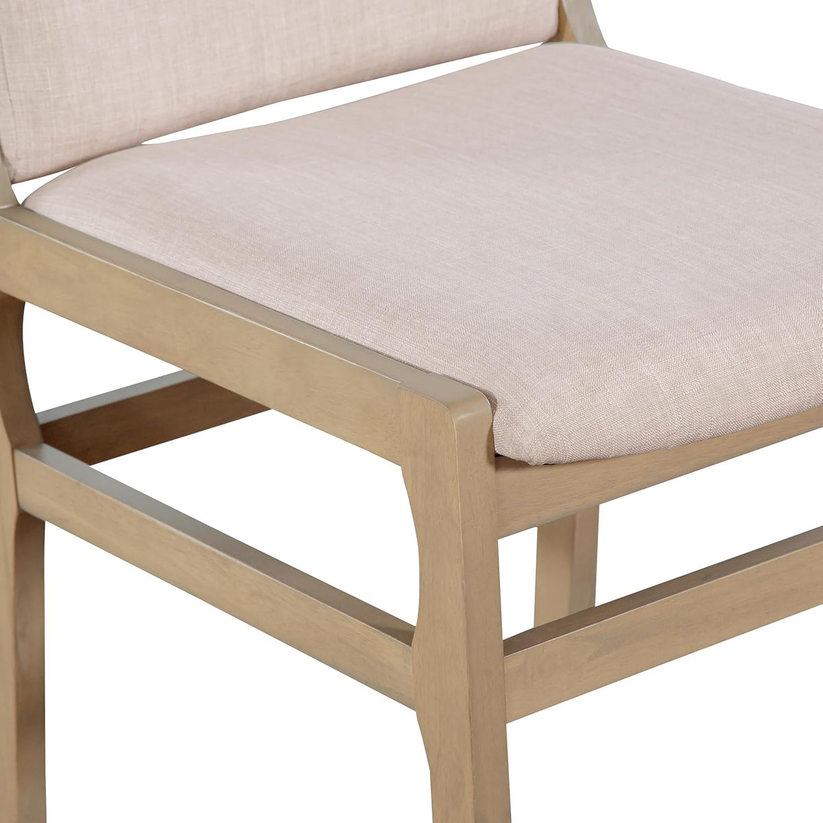 Christopher Knight Home Dean Rubber Wood Dining Chairs Set of 6, Modern Upholstered Dining Chairs, Armless Kitchen Chairs, Dining Room Living Room Accent Chair for Extra Seat, Light Natural+Beige