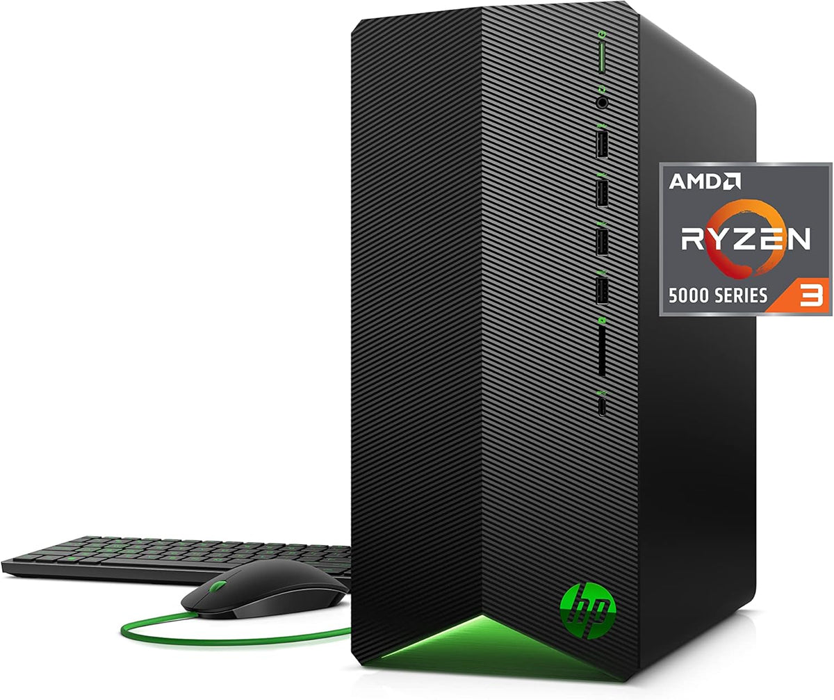 HP Pavilion Gaming Desktop, AMD Radeon RX 5500, AMD Ryzen 3 5300G Processor, 8 GB RAM, 512 GB SSD, Windows 11 Home, 9 USB Ports, Keyboard and Mouse Combo, Pre-Built PC Tower (TG01-2022, 2022)