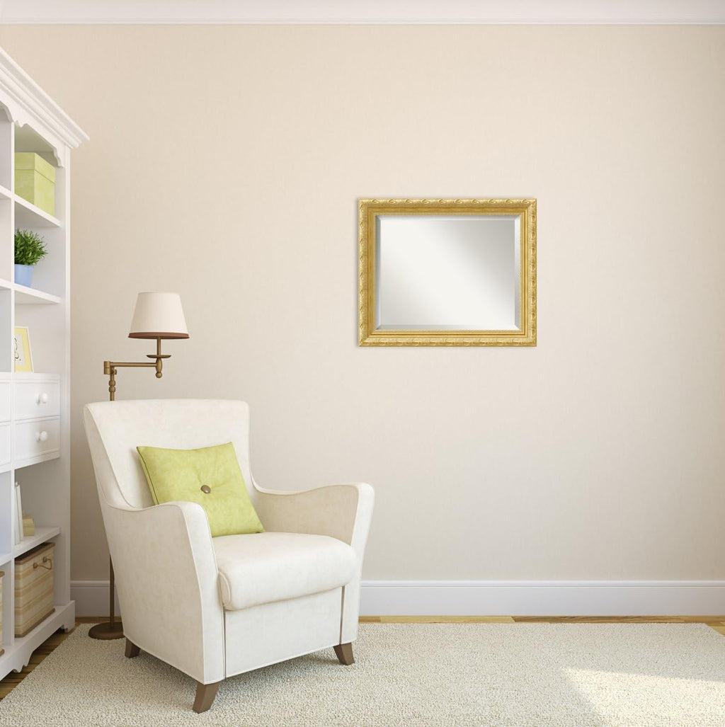 Amanti Art Gold Wall Mirror 24x20 Versailles Gold Rectangle Bathroom Mirror for Wall Decor Living Room, Small Traditional Wood Frame, Hangs Horizonally and Vertically, Bathroom Decor, Beveled Edge