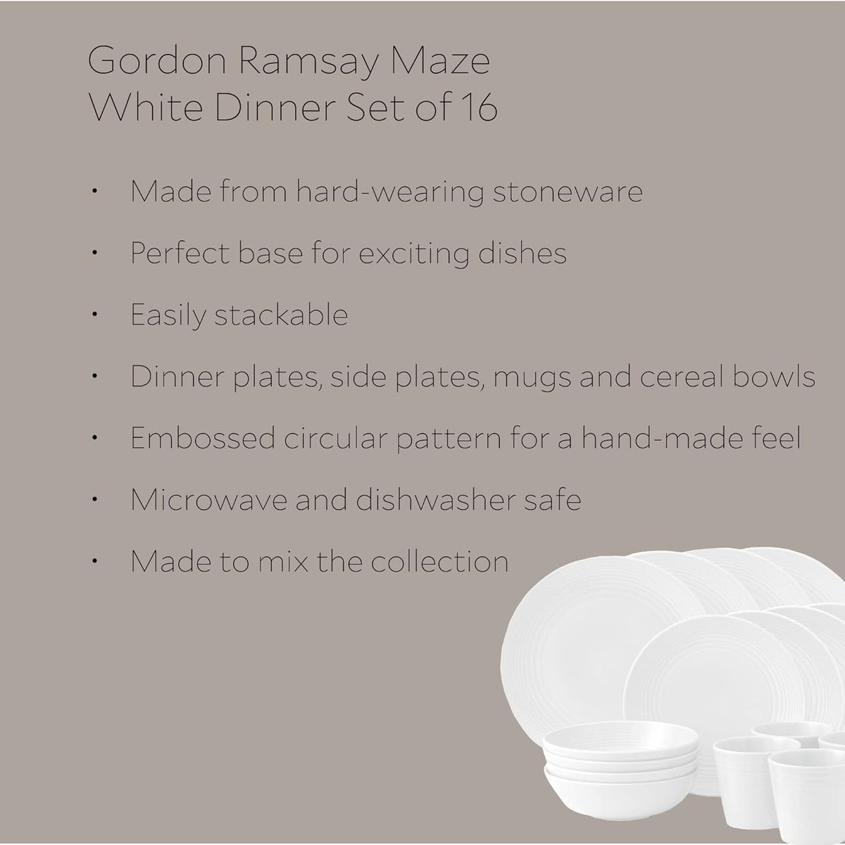 Royal Doulton Exclusively for Gordon Ramsay Maze White 16-Piece Dinnerware Set
