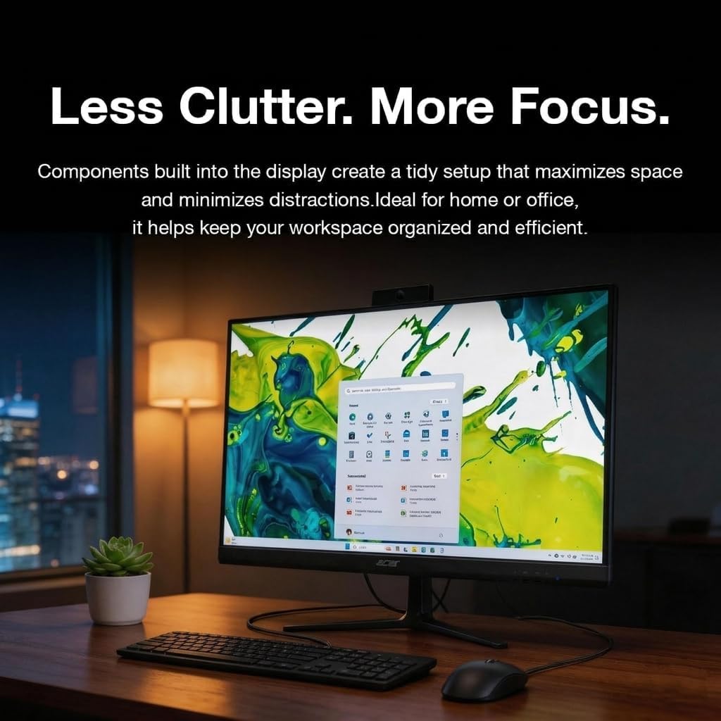 Acer Aspire C27 All-in-One Desktop, 27" IPS FHD Display (Ryzen 5 7430U (7000 Series), 16GB DDR5, 512GB PCIe SSD, Wi-Fi 6E, Webcam, Wired Keyboard and Mouse, BT 5.3, Win 11 Home) with USB Hub
