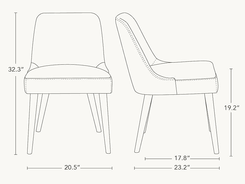 CHITA Mid-Century Modern Dining Chair, Upholstered Fabric Accent Chair for Dining Room, Set of 2, Flax Beige in Fabric