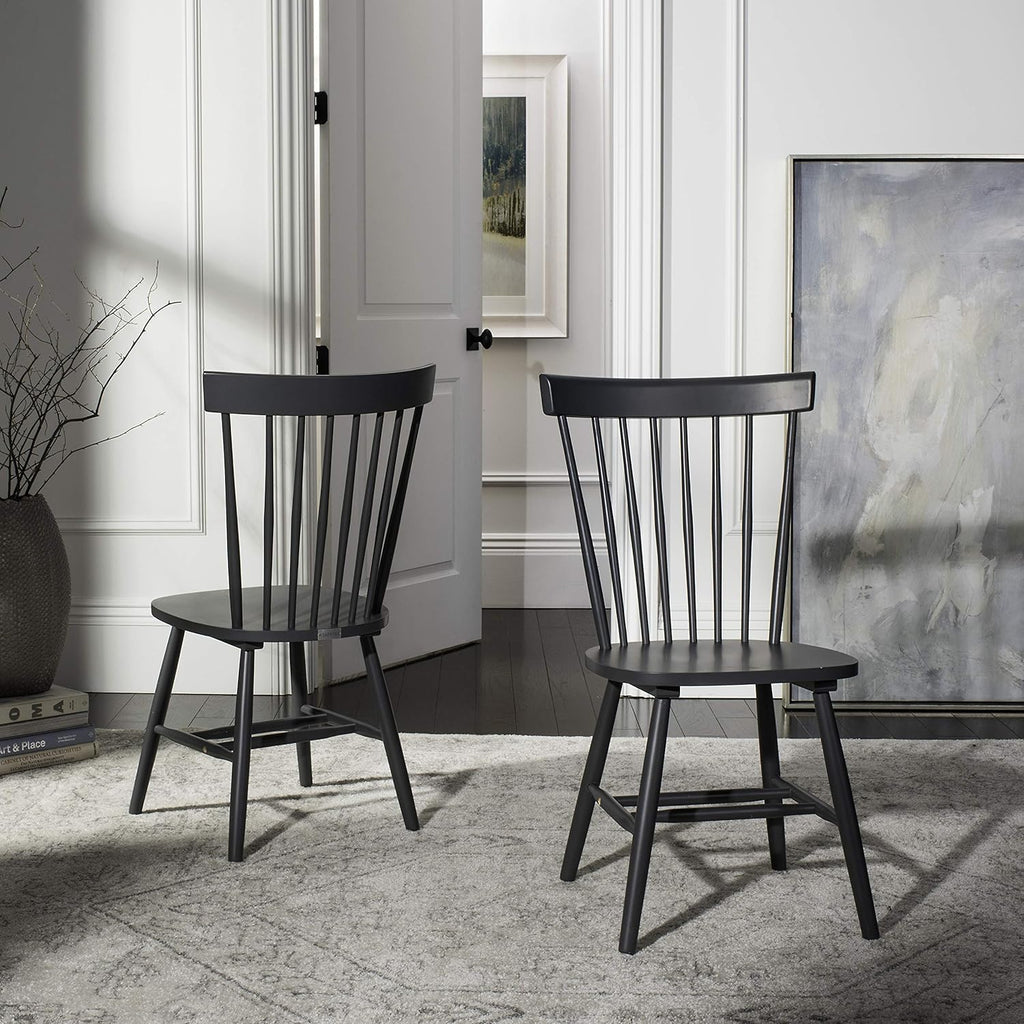 SAFAVIEH Furniture - Parker Spindle Dining Chair Set of 2 - Charcoal Grey - Solid Wood - Classic Windsor Design - Ideal for Dining Room, Kitchen, 17.3" Seat Height (AMH8500G-SET2)