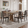 Dining Chairs Set of 6, Farmhouse Wood Chairs with Spindle High Backrest, 17.3 Inch Wood Chairs for Kitchen and Dining Room
