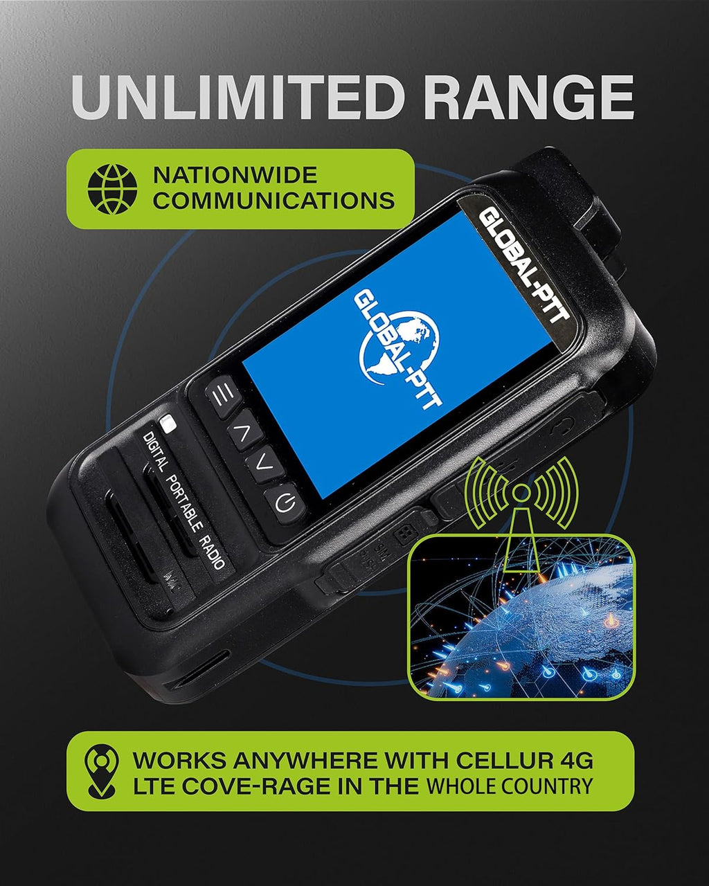 2-Pack Fast Radios Unlimited Range – Global PTT 4G Walkie Talkies with SIM Cards – Nationwide Coverage Communication Long Range PoC Two-Way Radios IP67 Waterproof Design (P0)