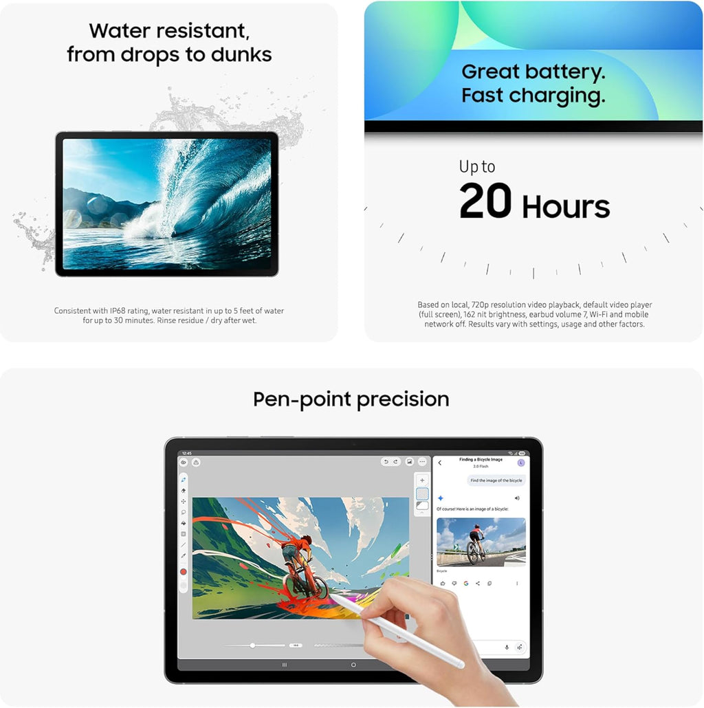 Samsung Galaxy Tab S10 FE 10.9”128 GB Android Tablet,(T-Mobile Network),IP68 Water & Dust-Resistant,Long Battery Life,Powerful Processor,S Pen, 13MP Camera,Lightweight Design,US Version, 2025, Gray