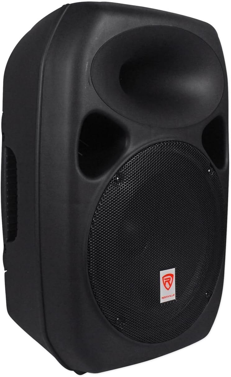 Rockville Power Gig RPG-122K All-in-One DJ/PA Package: (2) 12" DJ/PA Speakers 1000W Peak / 250W RMS with Built-in Bluetooth, USB/SD Player, FM Tuner, Speaker Stands, and Wired Microphone