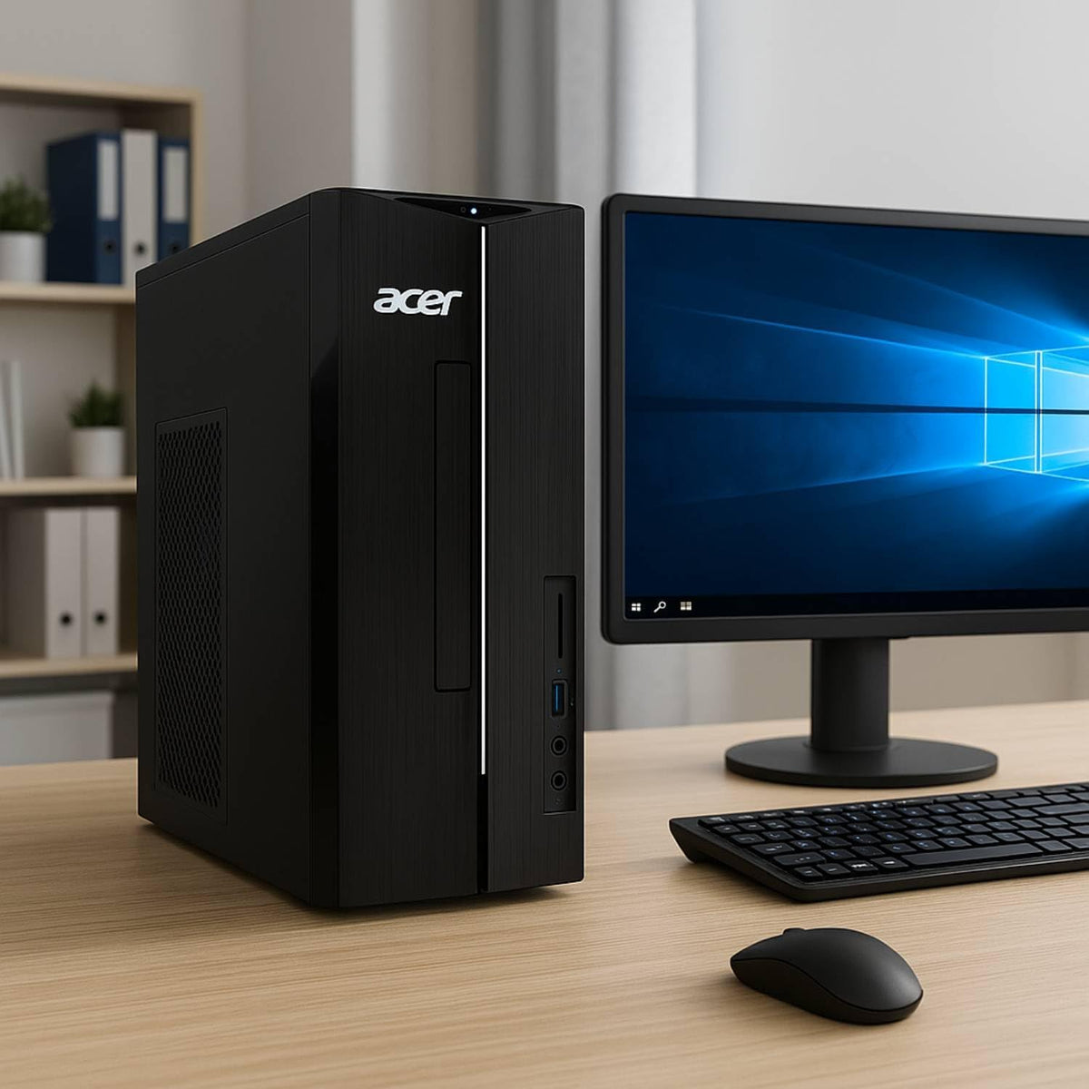 acer Aspire Business Desktop, Intel Processor, 8GB Memory, 256GB PCIe SSD, Ultra-Quiet Design, SD Card Reader, Dual 4K Monitor Support, USB-C, Wired Keyboard and Mouse, Windows 11