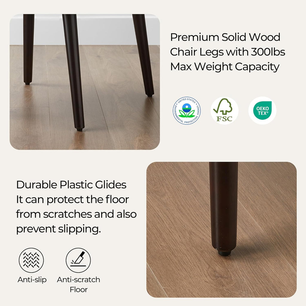 CHITA Mid-Century Modern Dining Chair, Upholstered Fabric Accent Chair for Dining Room, Set of 2, Flax Beige in Fabric