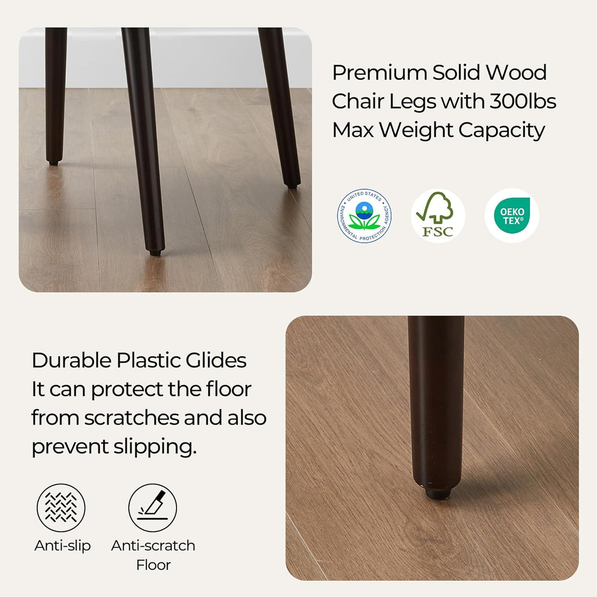 CHITA Mid-Century Modern Dining Chair, Upholstered Fabric Accent Chair for Dining Room, Set of 2, Flax Beige in Fabric