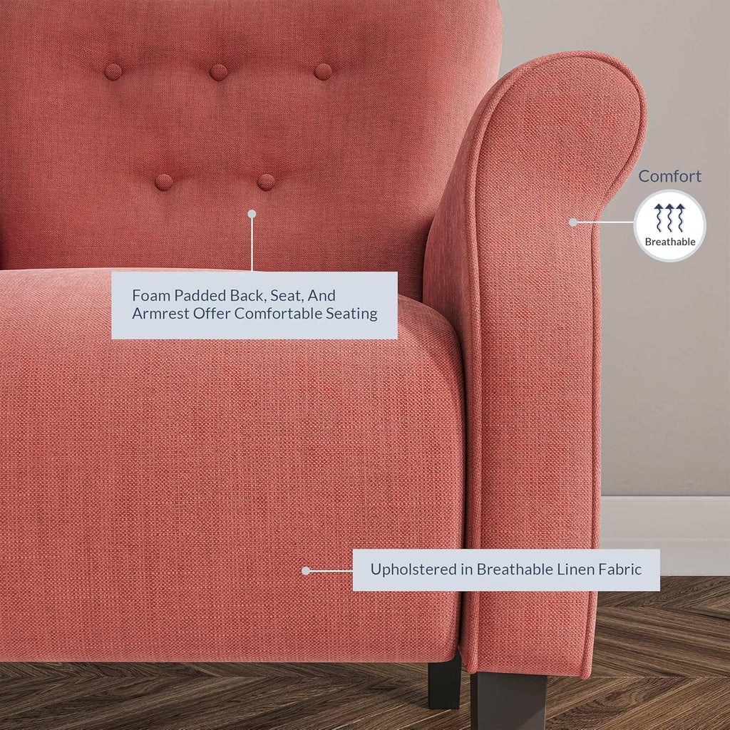 BELLEZE Modern Accent Chair, High Back Armchair, Upholstered Wingback Side Chair, Padded Single Sofa with Wooden Legs for Living Room, Bedroom - Brick