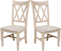 IC International Concepts, Set of 2 Double X-Back Dining Chairs, Armless, Real Wood, Kitchen/Dining/Accent, 19.9"W x 22"D x 41.3"H, 225 Lbs Wt. Capacity, DIY, Paint/Stain In Any Color, Unfinished
