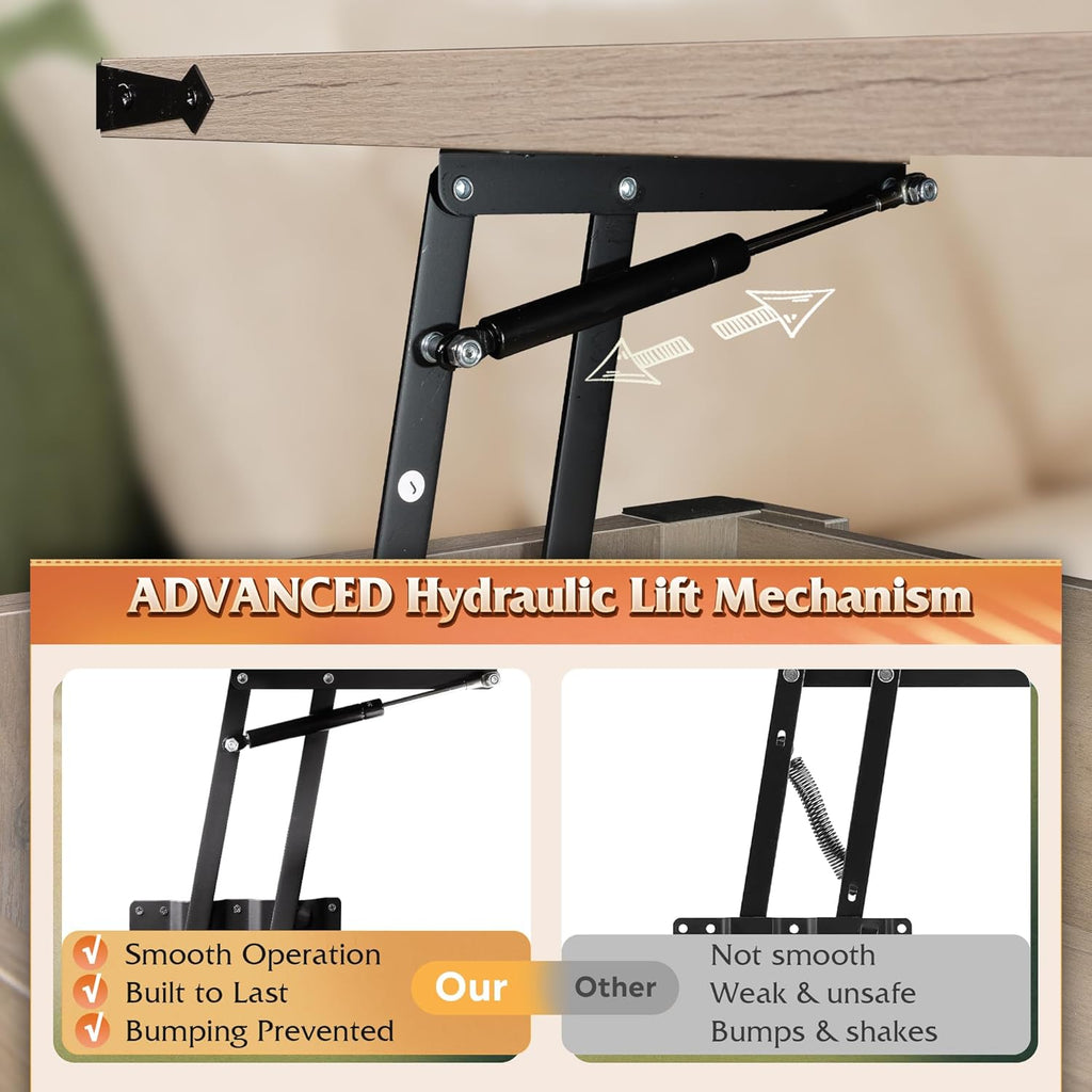WLIVE 47.2" Farmhouse Lift Top Coffee Table with Sliding Barn Doors, Large Hidden Storage Compartment and Adjustable Shelf for Living Room,Office, Greige