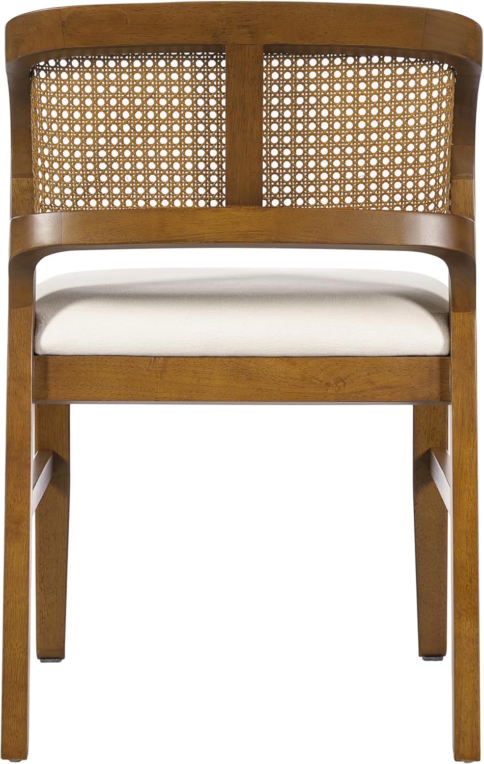 Christopher Knight Home Cayde Upholstered Dining Chairs Set of 2, Kitchen Side Chair with Cane Backrest, Rubberwood Dining Room Chair, Extra Seat for Living Room, Walnut+Beige