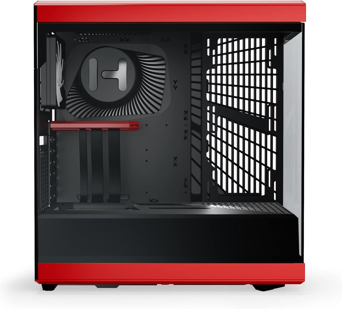 Hyte Y40 Modern Aesthetic Panoramic Tempered Glass Mid-Tower ATX Computer Gaming Case with PCIE 4.0 Riser Cable Included, Red (CS-HYTE-Y40-BR)