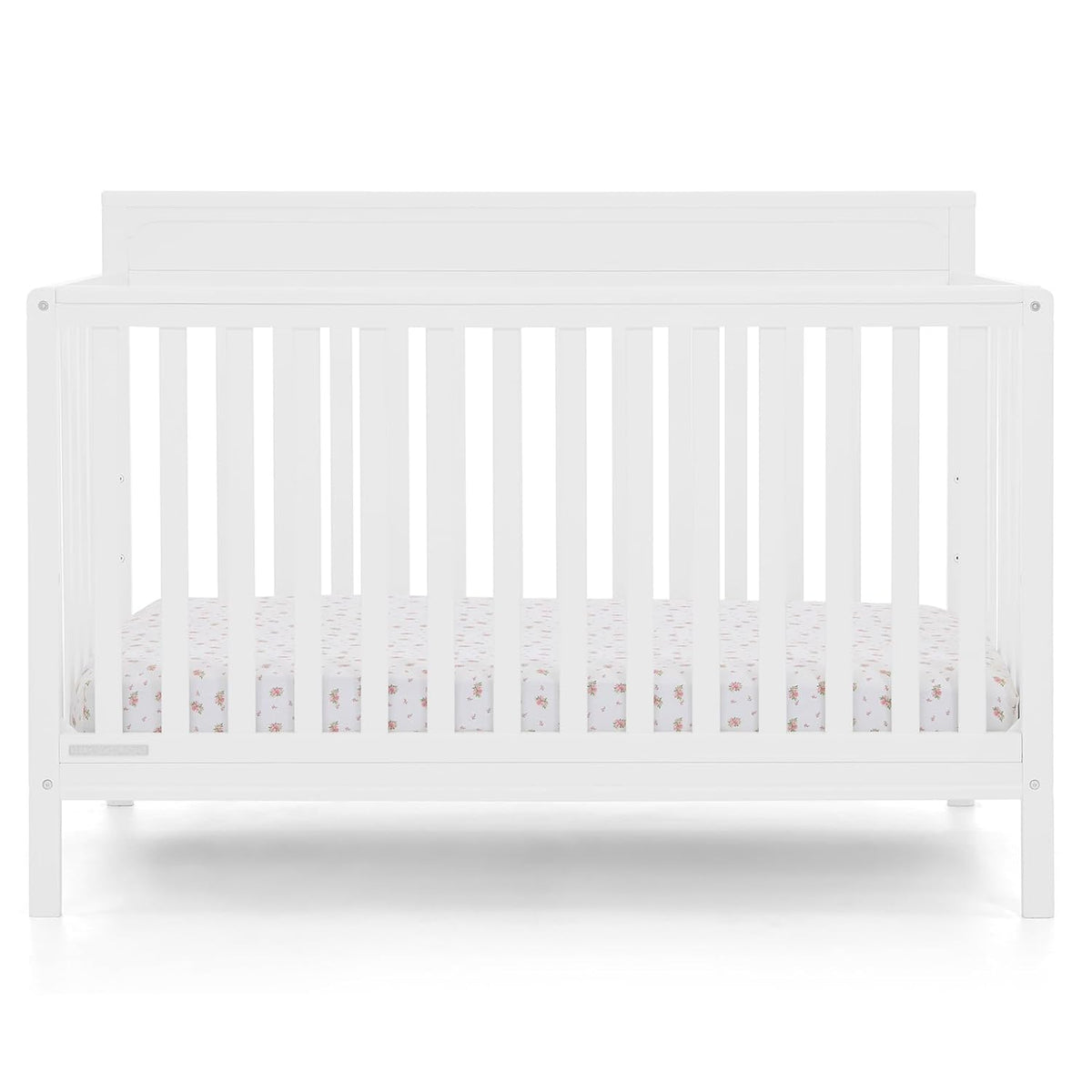 Delta Children Isabelle 6-in-1 Convertible Crib, Converts to Toddler Bed, Daybed, Sofa & Full Bed With/Without Footbaord, Fits Standard Crib Mattress, 3 Mattress Heights for Baby Nursery, Bianca White