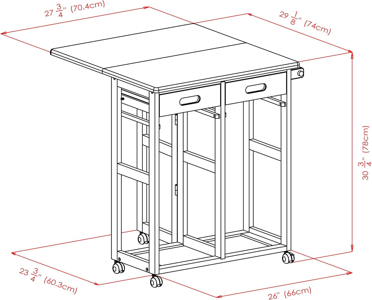 Winsome Suzanne Kitchen Table Set with Stools, 33" in Coffee, Convenient Sturdy Mobile Kitchen & Dining Room Table & Chairs with Storage for Small Spaces, Dorms, Apartments