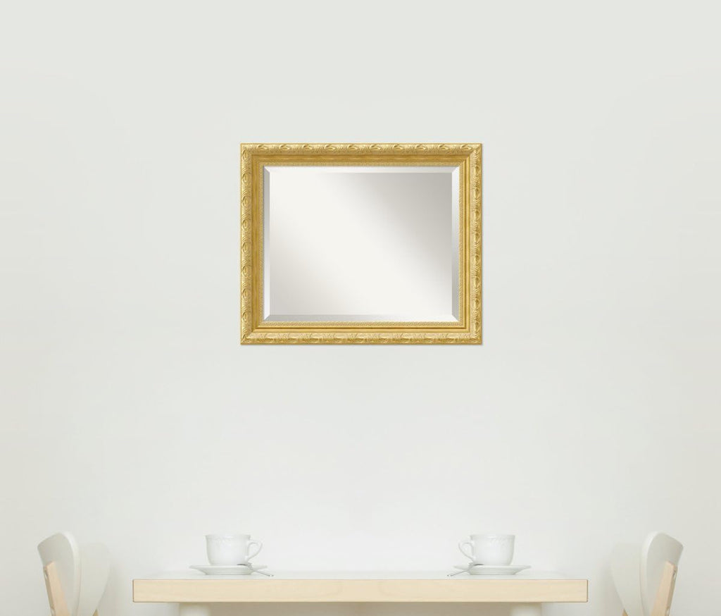 Amanti Art Gold Wall Mirror 24x20 Versailles Gold Rectangle Bathroom Mirror for Wall Decor Living Room, Small Traditional Wood Frame, Hangs Horizonally and Vertically, Bathroom Decor, Beveled Edge