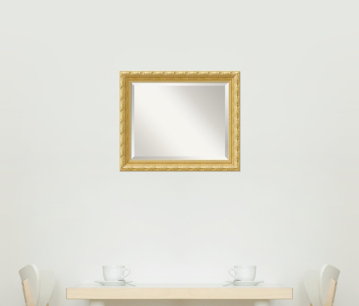 Amanti Art Gold Wall Mirror 24x20 Versailles Gold Rectangle Bathroom Mirror for Wall Decor Living Room, Small Traditional Wood Frame, Hangs Horizonally and Vertically, Bathroom Decor, Beveled Edge