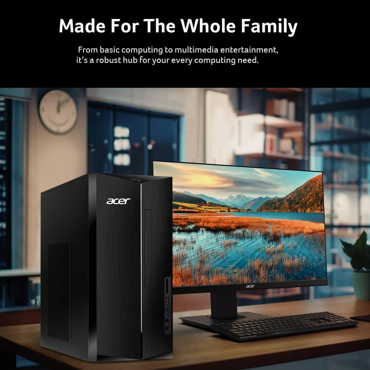 acer Aspire Business Desktop | 14th Gen Intel Core i5-14400 Processor | 16GB DDR5 RAM, 1TB Storage(512GB SSD & 500GB HDD) | WiFi6+Bluetooth5.1 | Keyboard+Mouse | Windows 11 Pro