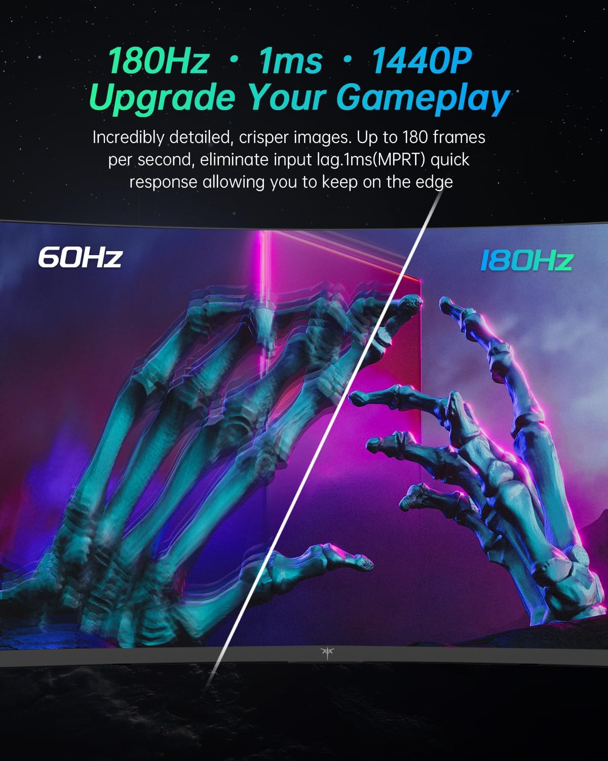KTC 27 inch Gaming Monitor, 1440P Curved Monitor, 180Hz, 144Hz, 2K, 1500R, 1ms, FreeSync/G-Sync Compatible, DisplayPort/HDMI/USB, Ultrawide PC Vesa/Wall Mount Computer Monitor, H27S17